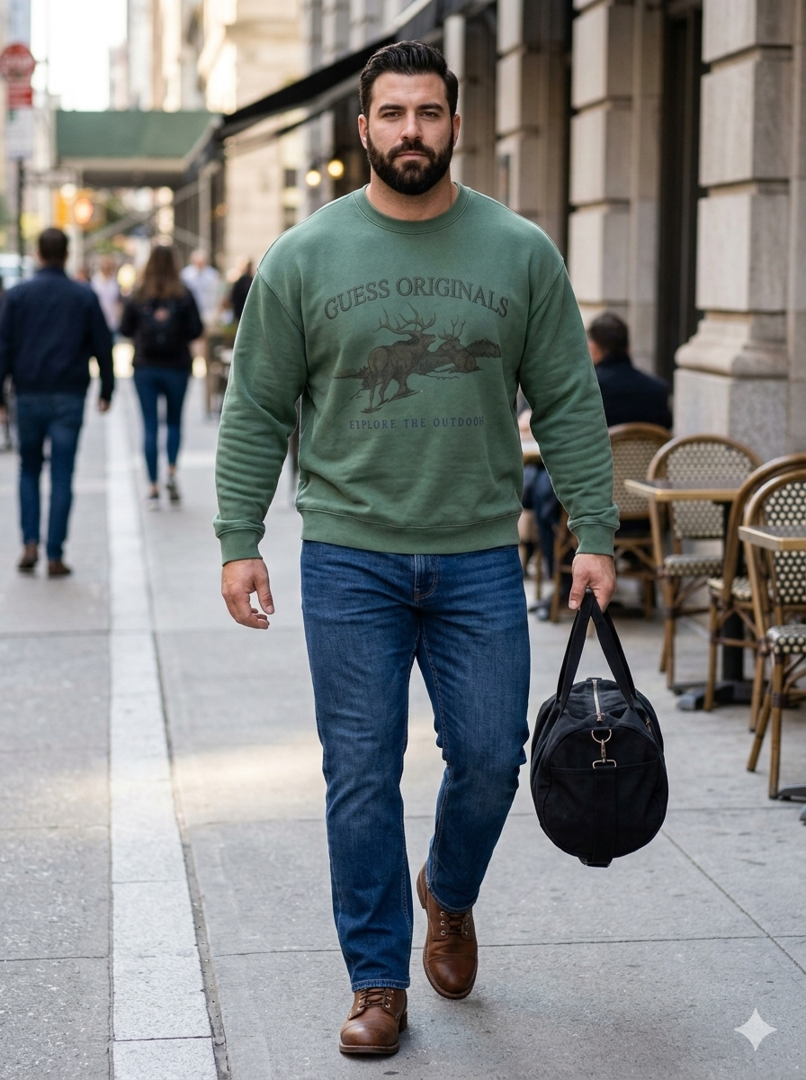 Sudadera verde. Guess