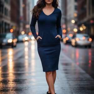 Vestido azul marino. Fransa