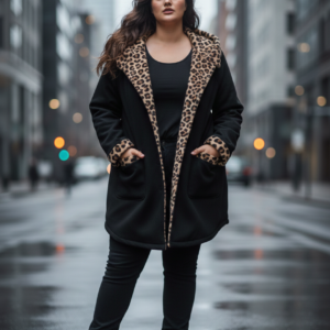 Chaqueta negro estampado. One