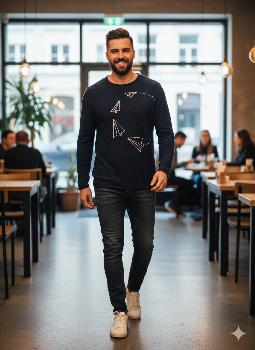 Jersey azul marino. New In Town