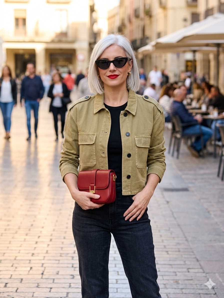 Chaqueta beige. Only