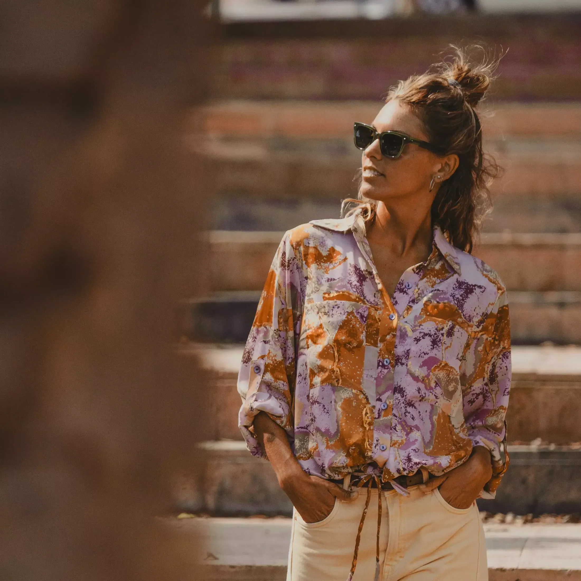 Blusa Rosa estampado. Arena Formentera