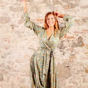 Vestido Verde Estampado. Arena formentera